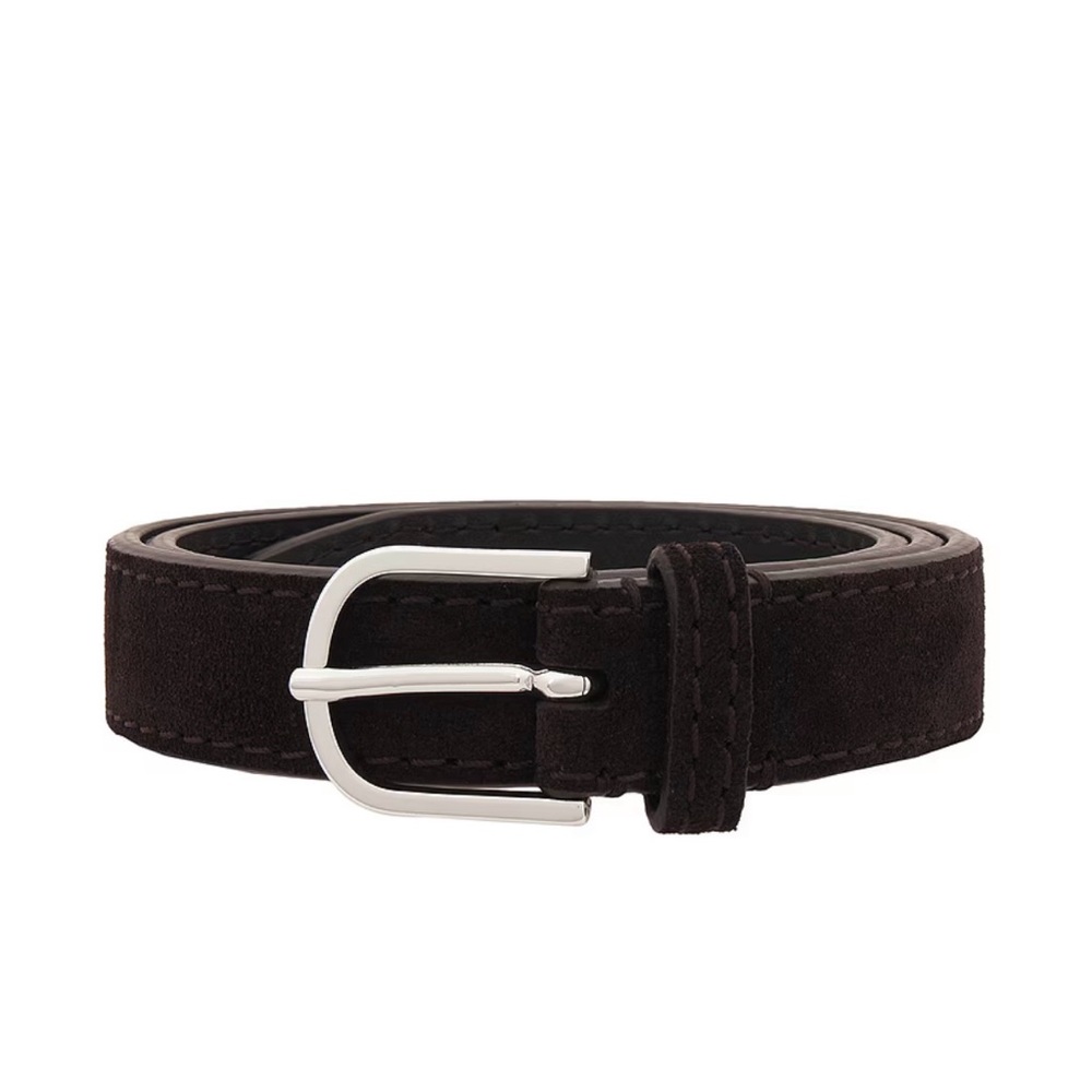 Toteme Slim Trouser Belt Espresso Suede BRAND NEW NEVER WORN WITH TAGS AND BOX